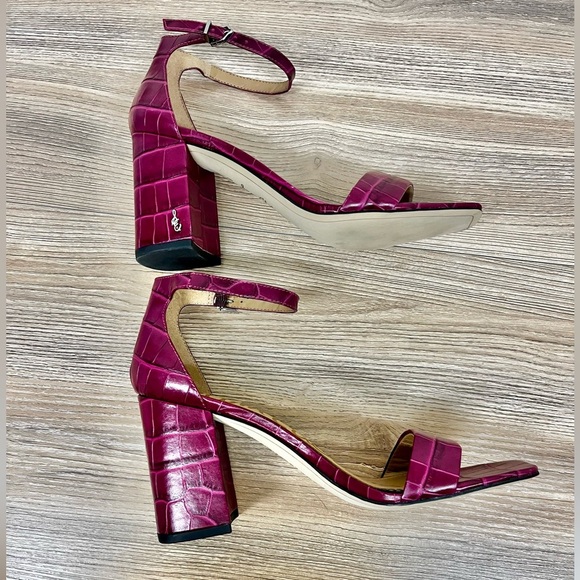 Sam Edelman Daniella Berry Squared Toe Ankle Strap Block Heeled Sandals - Sz 8.5 - Picture 4 of 10